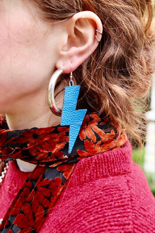 Leather Lightning Bolt Earrings