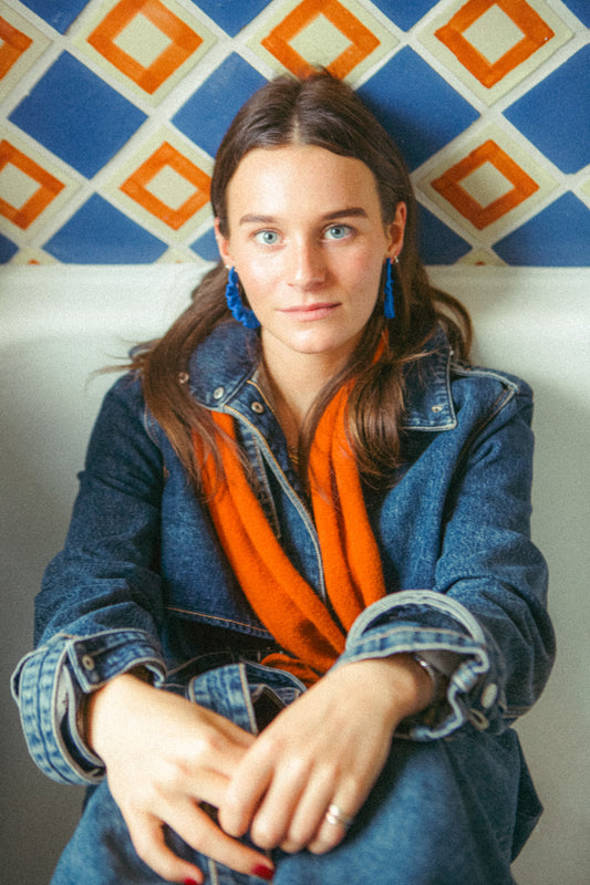 NEW - Linen Scrunchie Earrings - Electric Blue