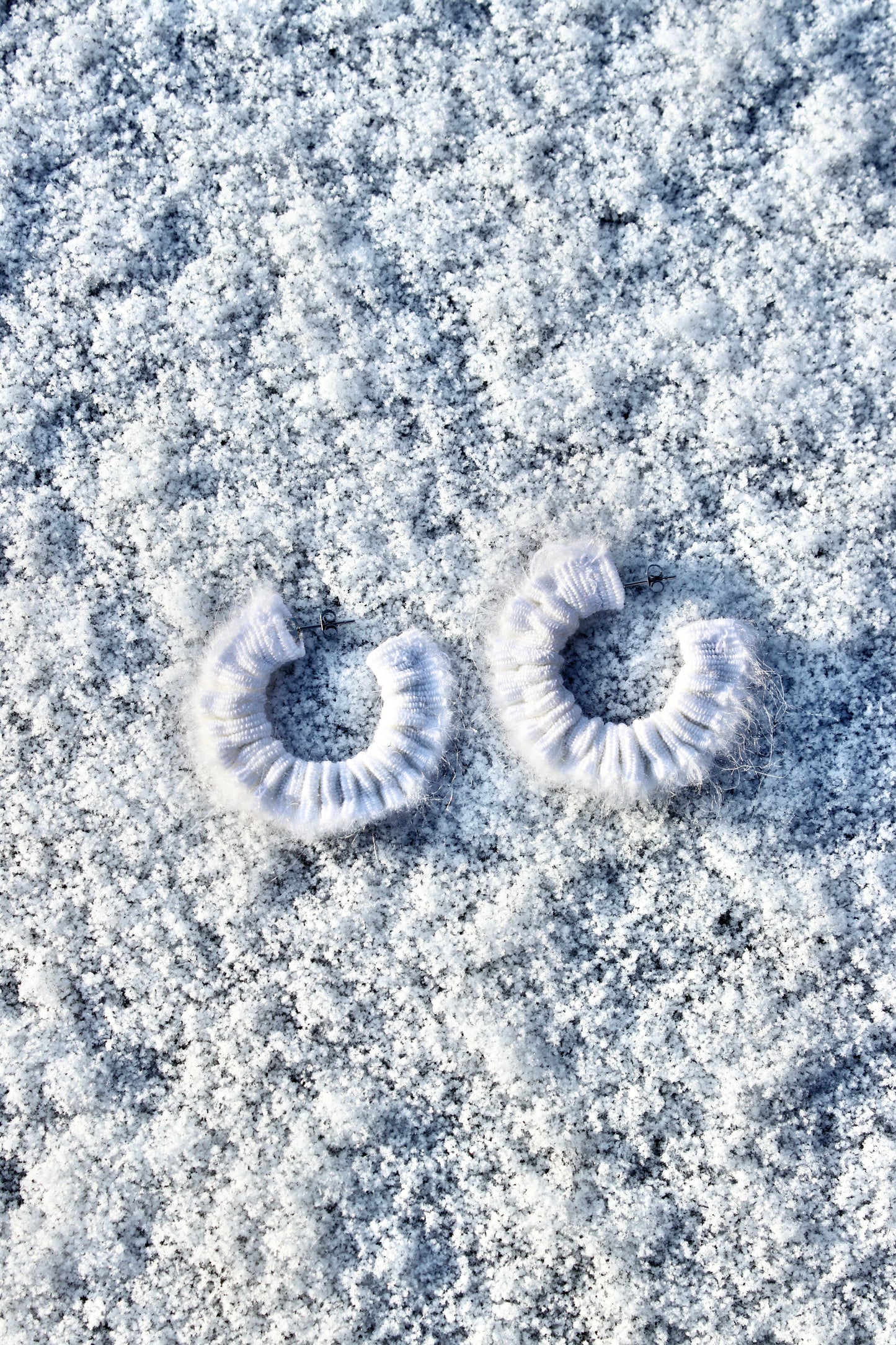 Mohair Scrunchie Earrings - Snow White - Small