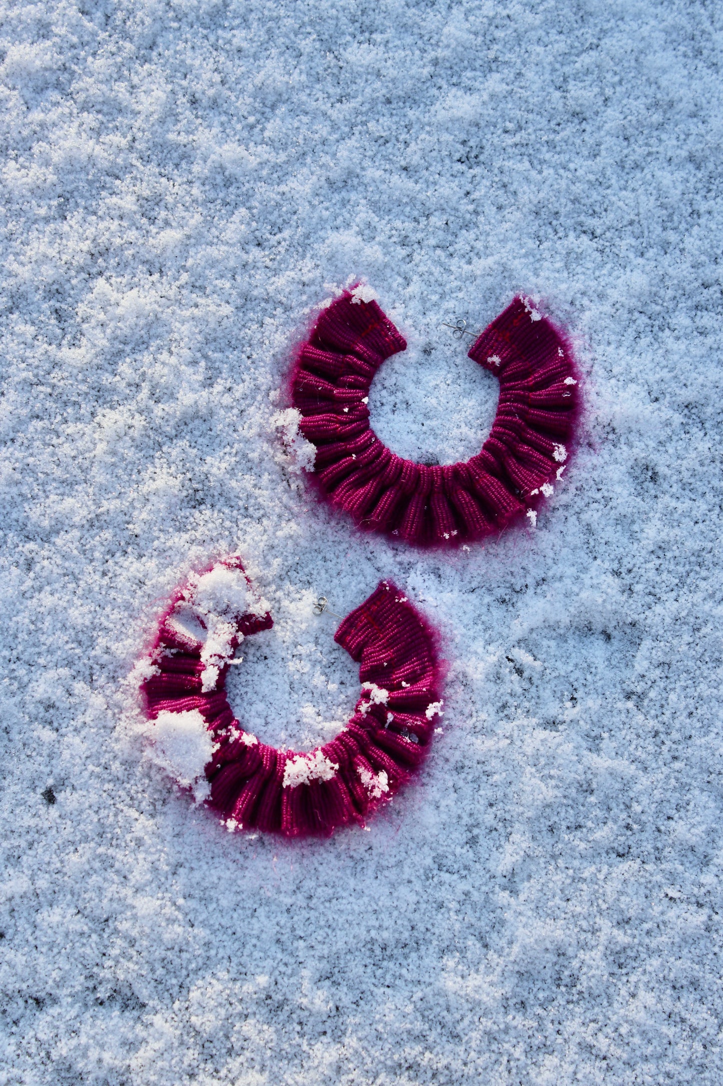Mohair Scrunchie Earrings - Aubergine - Large