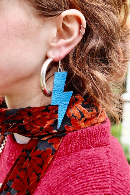 Leather Lightning Bolt Earrings