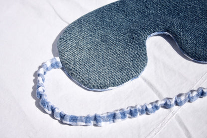 Denim and gingham eye mask