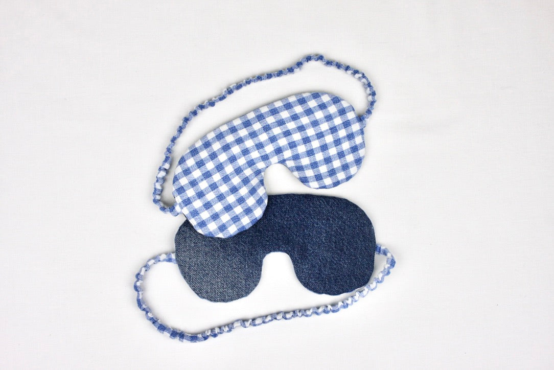 Denim and gingham eye mask