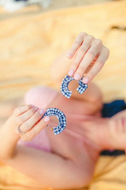 The Preppy Blue Scrunchie Earrings