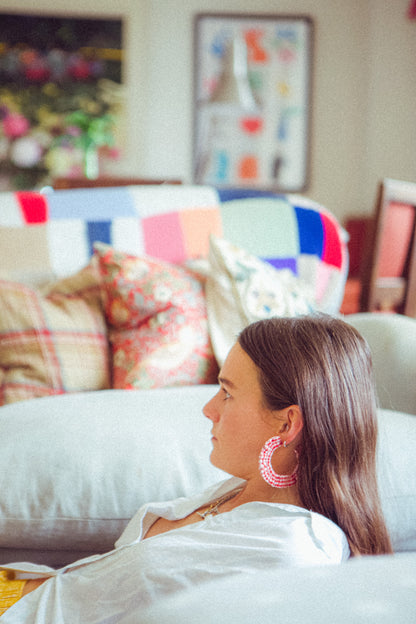Cotton Scrunchie Earrings - Red Gingham