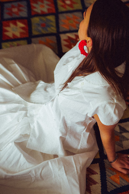 Silk Scrunchie Earrings - Red