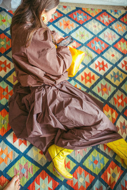 Cotton Scrunchie Earrings - Yellow Gingham