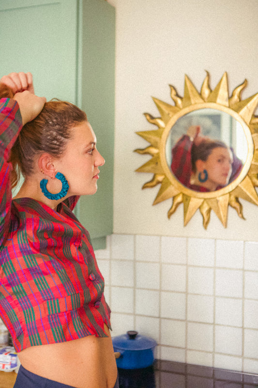 NEW - Silk Scrunchie Earrings - Teal