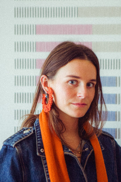 Mohair Scrunchie Earrings - Rust Orange