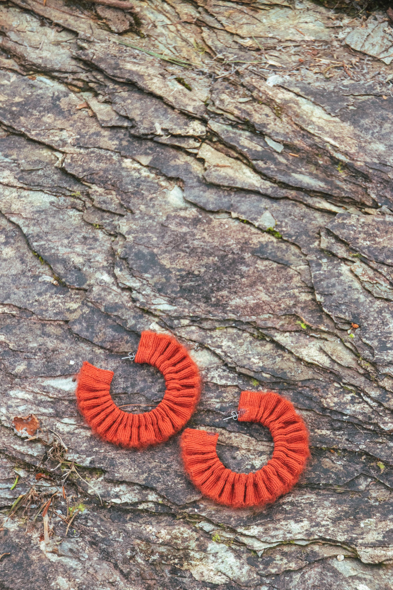 Mohair Scrunchie Earrings - Rust Orange