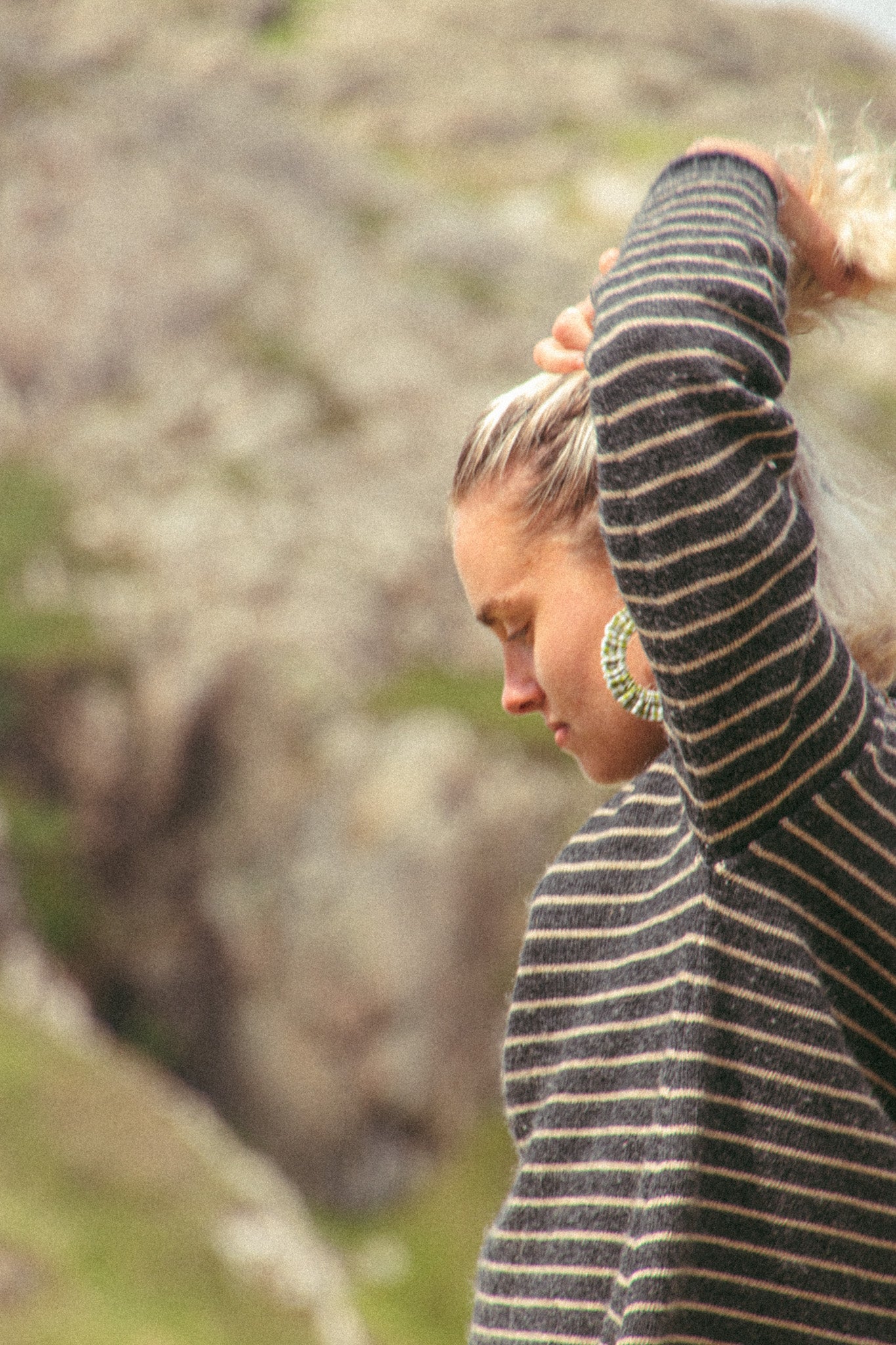 Cotton Scrunchie Earrings - Moss Green Gingham