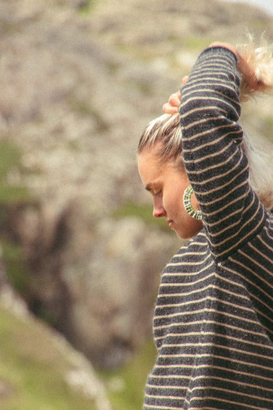 Cotton Scrunchie Earrings - Moss Green Gingham