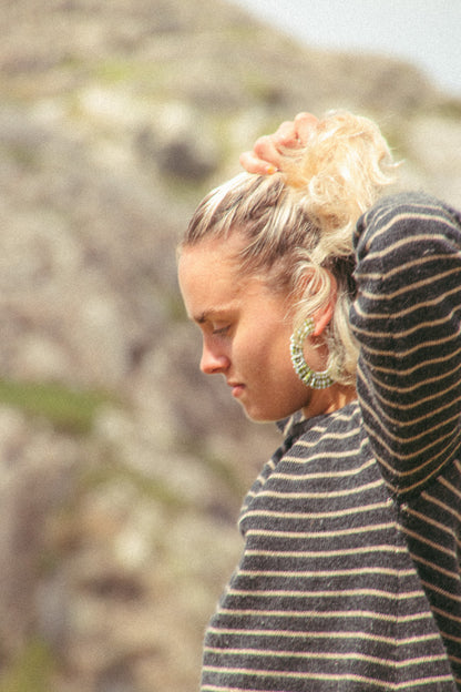 Moss Green Scrunchie Earrings - Large