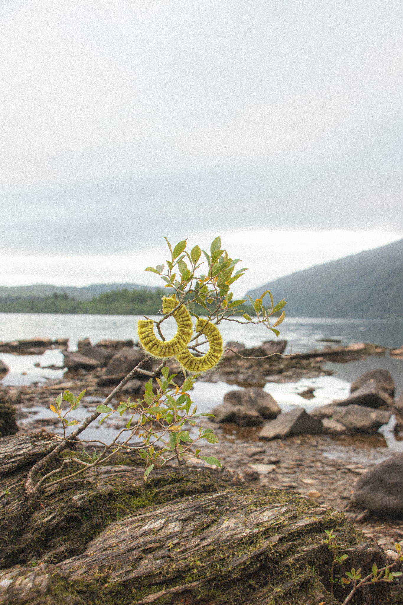Mohair Scrunchie Earrings - Moss Green