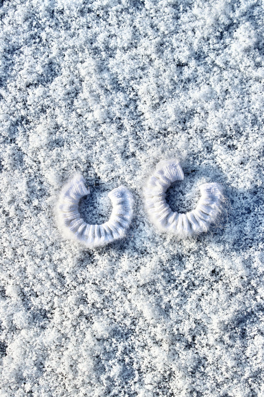 Mohair Scrunchie Earrings - Snow White - Small