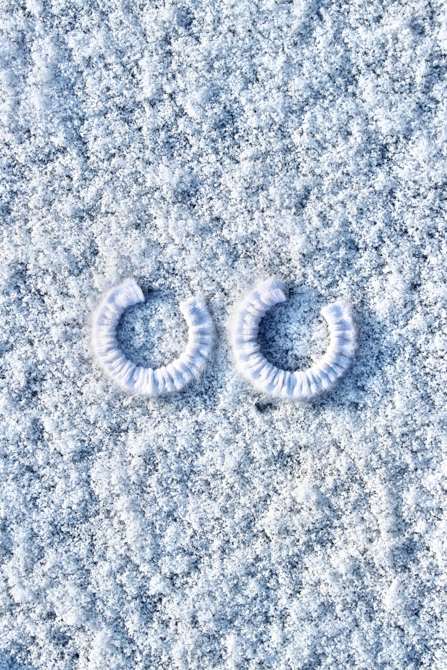 Mohair Scrunchie Earrings - Snow White - Large