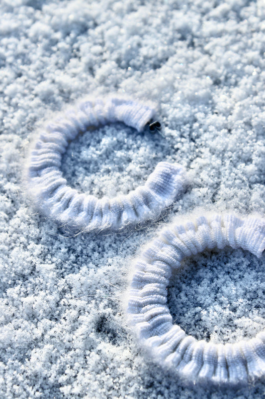 Mohair Scrunchie Earrings - Snow White - Large