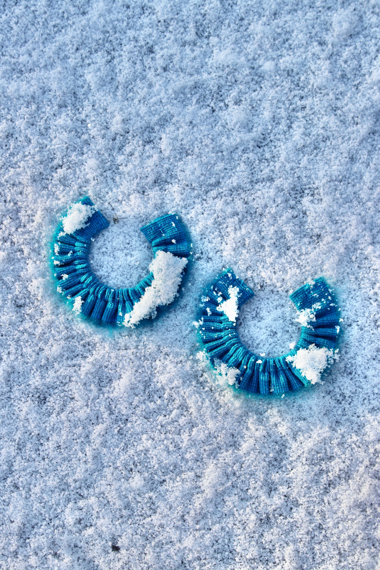 Mohair Scrunchie Earrings - Kingfisher - Large