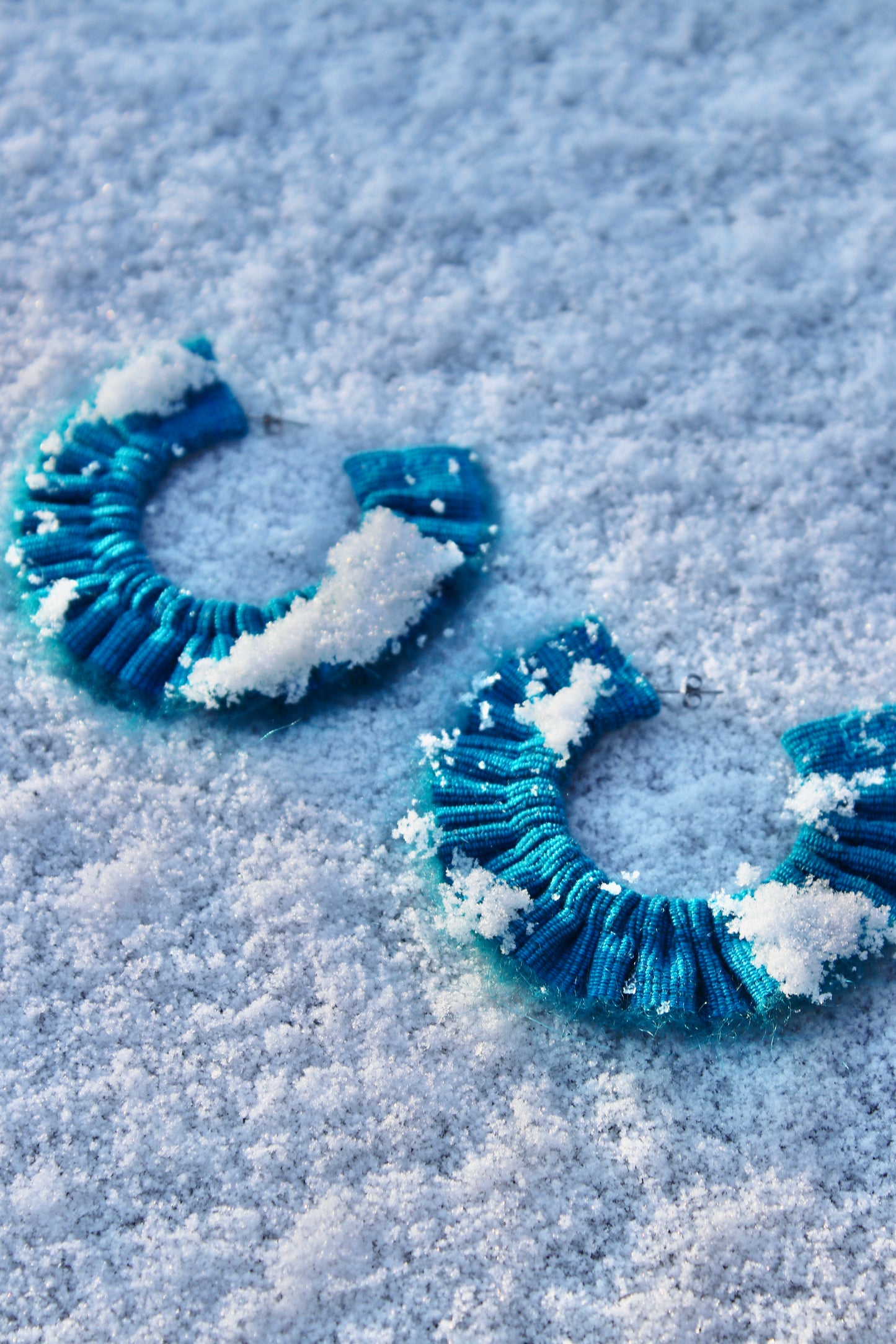 Mohair Scrunchie Earrings - Kingfisher - Large