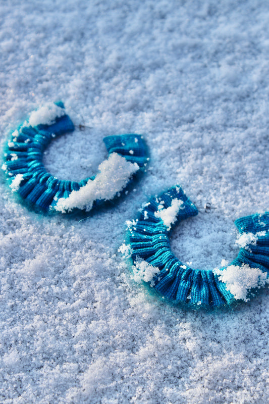 Mohair Scrunchie Earrings - Kingfisher - Large