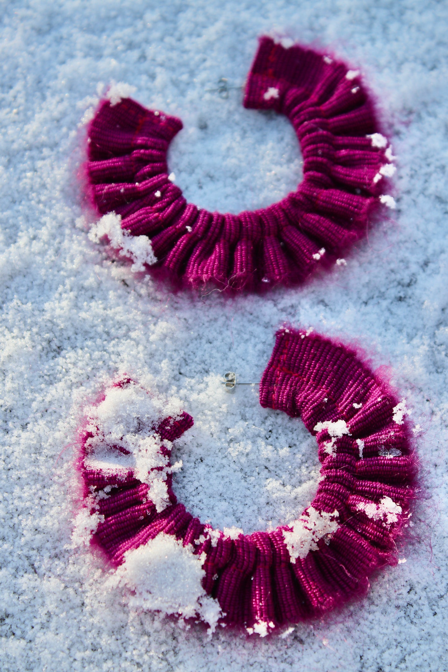 Mohair Scrunchie Earrings - Aubergine - Large
