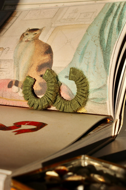 Mohair Scrunchie Earrings - Pine Green - Large