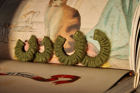 Mohair Scrunchie Earrings - Pine Green - Large